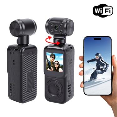 Imagem de Zhjvihx Gravador de Vídeo 2K, Câmera de Tela de 1,53 Polegadas Com Lente Grande Angular de 130 °, Rotação de 270 °, Estabilização EIS, Luz de Preenchimento, Conexão WIFI para Esportes,