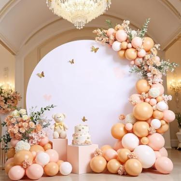 Imagem de Torrowsrort Capa de fundo redonda branca de 2,5 m, capas de arco redondo branco, suporte de arco de balão de poliéster ajustável para decoração de casamento, festa de aniversário, cerimônia