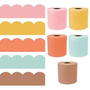 Imagem de Bordas retrô para quadro de avisos Carson Dellosa - 100 pés rosa, amarelo, laranja, verde, marrom Groovy decoração de sala de aula, material para professores, escola, escritório, cortiça ou quadro