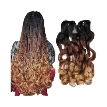 Imagem de Extensões De Cabelo Sintético Ombre Cacheado Francês Com Ondas Soltas 