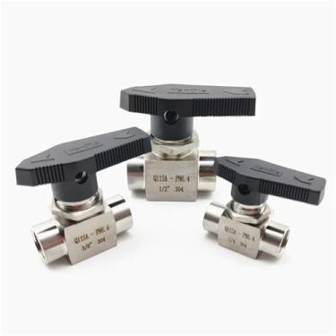 Imagem de Válvula de esfera rosca fêmea G1/20.3 cm 1/10.2 cm 3/20.3 cm 1/5.1 cm 3/10.2 cm 3/10.2 cm 304 aço inoxidável alta pressão 2 vias tipo válvula de esfera NPT reta 1 peça (tipo rosca G, 3/10.2 cm)