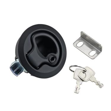 Imagem de Fechadura de porta de controle de caixa de distribuição de armário com alça embutida 1 peça (preto com trava)