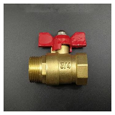 Imagem de VTGVVVTR Válvula 1/10.2 cm 3/20.3 cm 1/5.1 cm 3/10.2 cm BSP rosca fêmea para macho latão válvula de esfera de desligamento bidirecional com alça borboleta vermelha (0,5 polegadas)