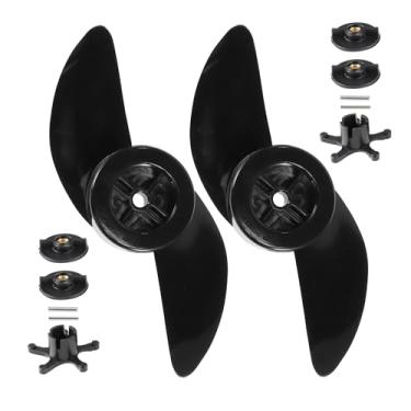 Imagem de REPAIROCK Conjunto de 2 hélices externas de motor de pesca para HAIBO ET44L/ET54L/D65L/T34, hélice de barco de motor elétrico de pesca com 2 lâminas, hélice para barcos de pesca, com chave de pino de