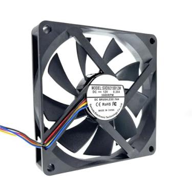 Imagem de Ventilador fino 9015 9 cm 90 mm 90 x 90 x 15 mm DC 12 V 0,30 A rolamento de esferas 4 fios PWM controle de velocidade ventilador de resfriamento para chassi de computador CPU (4WIRE)