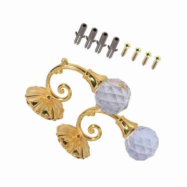 Imagem de Generic Suporte de Cortina de Vidro de Cristal de Metal Elegante Ganchos de Amarração para Decoração de Casa, Suporte de Cabide de Janela de Parede de 2 Pacotes 4 Cores, Decoração de Quarto de Sala