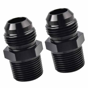 Imagem de FortiyParts Pacote com 2 adaptadores alargadores macho 12AN para 1/5.1 cm NPT – Encaixe preto de alumínio para sistemas de conversão AN para NPT, combustível, óleo, ar, água, hidráulico e pneumático