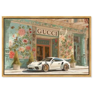 Imagem de Arte de parede glamorosa com impressão em tela Bees and Flowers da Art Remedy, moldura dourada, 76 x 50 cm