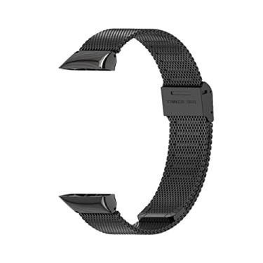 Imagem de GANYUU Pulseira de Milão para Huawei Honor Band 6 Pulseira Inteligente Substituição Pulseira de Relógio Pulseira Pulseira de Metal (Cor: Preto, Tamanho: para Honor Band 6)