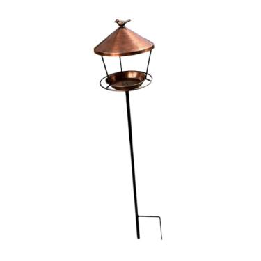 Imagem de Generic Alimentador de pássaros com estaca, estilo rústico vintage, em metal, ideal para pátio, jardim, quintal e, Bronze