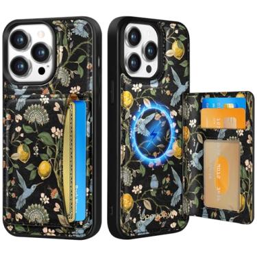 Imagem de Uppuppy Capa para iPhone 13 Pro Max com carteira – Compatível com MagSafe Women Girls Cute Aesthetic Unique Design Suporte de cartão de crédito de couro para Apple 13 Promax, Lemon Bird