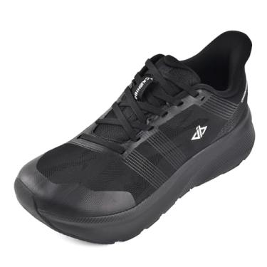 Imagem de JACKSHIBO Tênis de caminhada ortopédico masculino com bico largo, suporte de arco sem cadarço, tênis ortopédico de caminhada com amortecimento grosso com sola sem queda, Allblack, 10 Wide