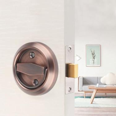 Imagem de Trava de alça de aço inoxidável, curva bonita, galvanizada, desgaste, aço inoxidável 304, para banheiro, porta de acesso (bronze vermelho (com trava))