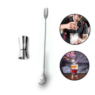 Imagem de Kit Dosador + Colher Bailarina C/ Garfo Profissional Barman - Clink