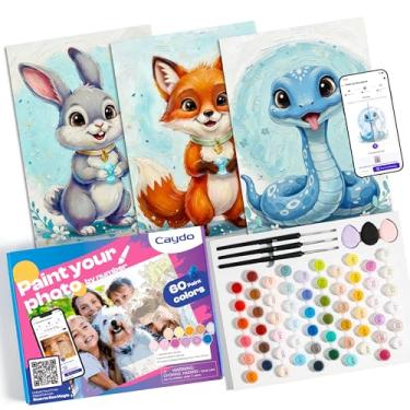 Imagem de Caydo Kit de pintura por números para adultos com aplicativo de pintura personalizada instantânea - Converta qualquer foto em modelos prontos para pintar, inclui 3 telas em branco A3 e conjunto de