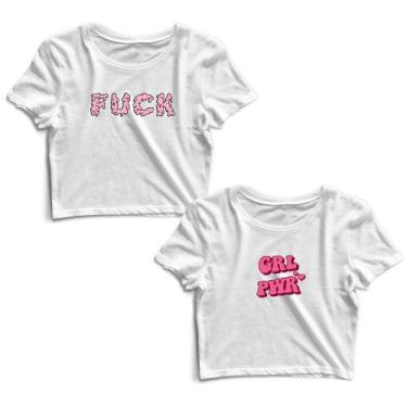 Imagem de Kit 2 Blusas Cropped Tshirt Feminina Fuck e Grl Pwr - Goup Supply, M, 