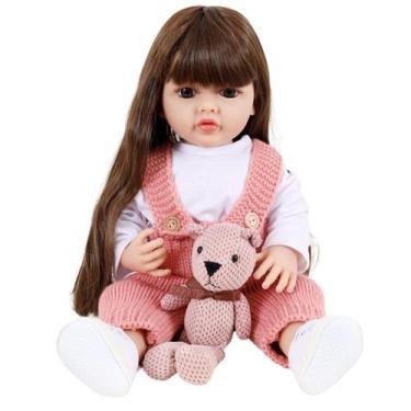 Imagem de Bebê Sweetie Reborn Roupa Touca Crochê Urso Amigurumi 55cm - Sweetie R