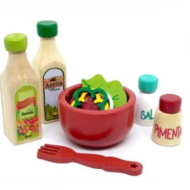 Imagem de Brinquedo madeira educativo Montessori Comidinhas Kit Salada - Newart 