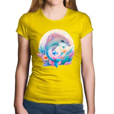 Imagem de Baby Look Algodão Golfinho Fofo - Foca na Moda, Amarelo, G