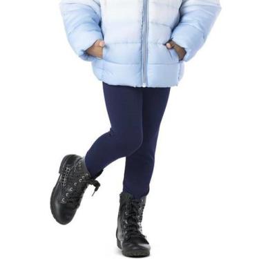 Imagem de Calça Legging Infantil Menina Flanelada Lisa Básica Marinho - VRASALON