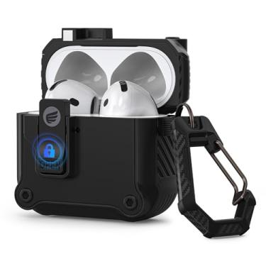 Imagem de Capa para AirPods 4, capa protetora de silicone macio com chaveiro e kit de limpeza, preta (preta, AirPods Pro 1/2)