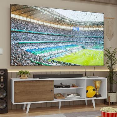 Imagem de Rack Para Tv Até 80 Polegadas 160cm Branco/rustic Com Pés Branco Torino Madesa Branco/rustic