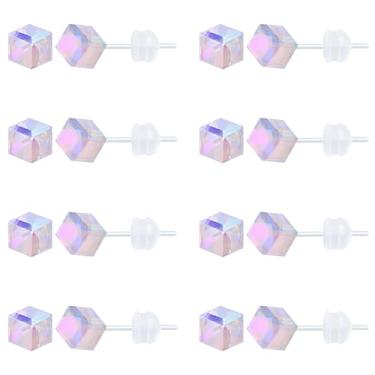 Imagem de KASFREE Brincos de plástico para orelhas sensíveis, hipoalergênicos, geométricos, brincos de acrílico para mulheres, Resina, Sem pedra preciosa