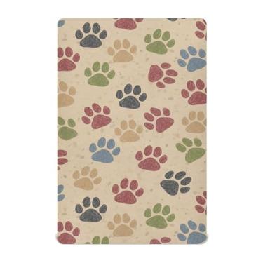 Imagem de SEHANY Lençol de berço fofo com estampa de pata de cachorro para meninos e meninas, macio, respirável, elástico, lençol com elástico padrão para bebês de 71 x 132 cm