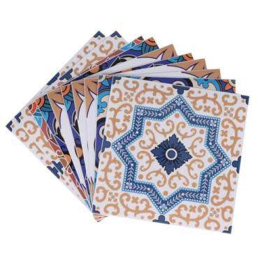 Imagem de CUOFYUNL 10 peças adesivos autoadesivos para piso de azulejo de PVC Banheiro Adesivos de azulejo para escada de parede de cozinha (Cores misturadas azuis e roxas)