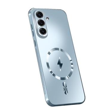 Imagem de POYUFRG Capa magnética para Samsung Galaxy S26 Ultra/S26 Plus/S26, capa fina fosca anti-impressão digital capa de proteção de lente com tudo incluído, azul, S26