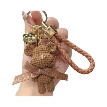 Imagem de Chaveiro De Resina Com Ursinho E Coelhinho Fofo, Laço E Sino, Pingente
