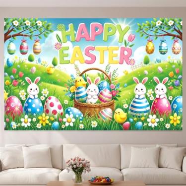 Imagem de MIRJXB Cenários de Páscoa para fotografia, decorações festivas de festa de primavera, faixa vibrante de fundo de Páscoa, pano de fundo de tamanho grande para sessões de fotos e celebrações