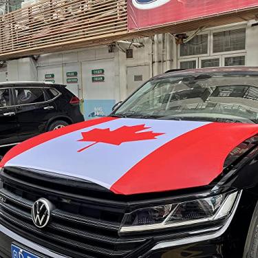 Imagem de Capa de capô de bandeira de carro para bandeira nacional do Canadá - acessórios de decoração de veículos da Copa do Mundo de 2026 serve para cupê, salão, SUV, MPV, 1,2 m x 1,5 m