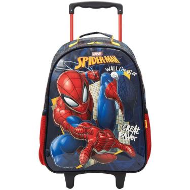 Imagem de Mochila de Rodinha Infantil Homem-Aranha Black Basic 16 Polegadas Rodas em Gel