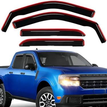 Imagem de Protetores de chuva de janela no canal para Ford Maverick 2022 2023 2024 2025 2026 Ventilação defletora de janela extra durável para Maverick 2025-2022 viseira de janela dianteira e traseira