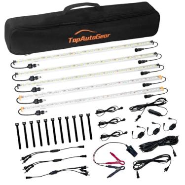 Imagem de TopAutoGear Kit de luz LED de acampamento de 5 barras, luzes de LED, luzes de acampamento essenciais para barraca de acampamento, 2 barras, âmbar 3 barras, branco