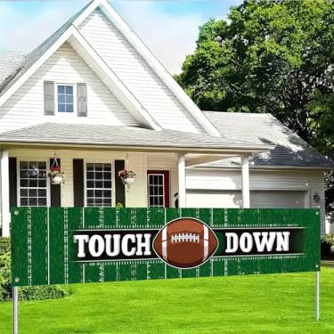 Imagem de BlissYard Faixa de futebol Touchdown 188 x 43 cm dia de jogo cenário de parede de campo esportivo para festa em casa cerca de varanda porta traseira evento fã celebração exibição decoração