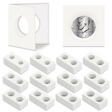 Imagem de Outus 600 porta-moedas autoadesivas, suportes de papelão 5 x 5 cm, 12 tamanhos variados, coleção de artigos para colecionadores