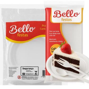 Imagem de Kit Completo Prato Garfo Colher De Sobremesa Bello Festas