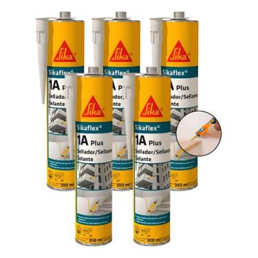 Imagem de Kit 5 Sikaflex 1a Plus 300ml Branco Selante Elástico Construção