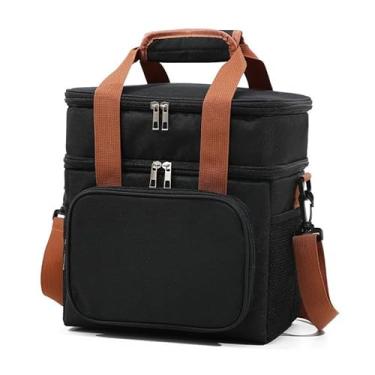 Imagem de Bolsa Térmica Dupla 2 Camadas – Isolamento Térmico, Impermeável, Para Lanches, Marmitas e Bebidas(bolsa térmica grande - Preto)