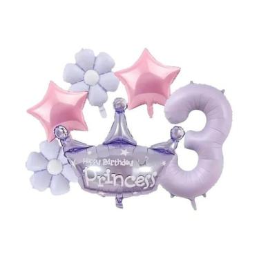 Imagem de Balão De Folha Digital Roxo Princesa Coroa 40in Fosco Margarida Para D