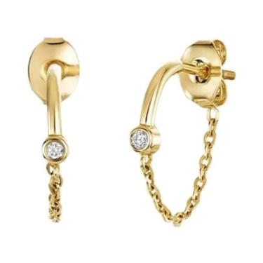 Imagem de Brincos De Argola De Zircônia Dourada Para Mulheres, Joia Para Hélice,