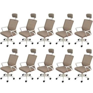 Imagem de Kit 10 Cadeiras Escritório Presidente Tela Mesh Lyon - Espresso Móveis