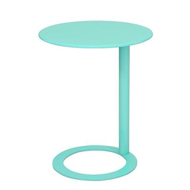 Imagem de Mesa lateral em forma de C para espaços pequenos, mesa de canto redonda de café para sala de estar, mesa de cabeceira moderna para decoração de casa fácil de montar