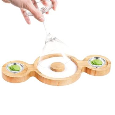 Imagem de Sal Rimmer | Margarita de madeira Sal Sugar Drink Glass Rimmer Tray | Acessórios de coquetel Bartender Ferramentas criativas práticas para bebidas de borda