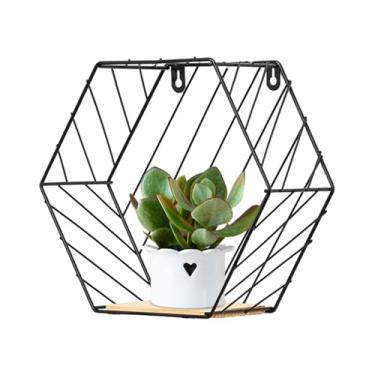 Imagem de Prateleiras flutuantes para parede | Suporte de exibição hexagonal para parede, design estético, organizador flutuante para dormitório, banheiro, sala de estar, cozinha