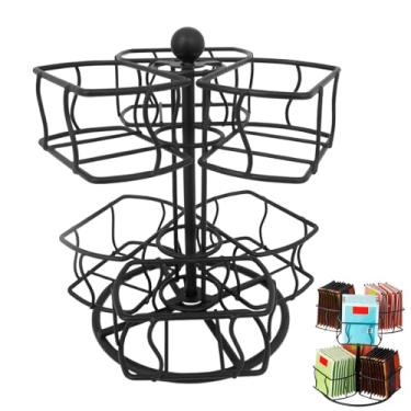 Imagem de Organizador de suporte de chá | Armazenamento de bancada com 6 compartimentos rotativos de 2 camadas - Cesta com suporte de saquinho de chá para armazenamento de café e açúcar, para escritório