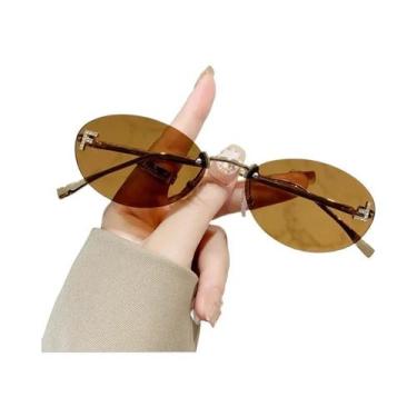 Imagem de Óculos De Sol Femininos Sem Armação De Tamanho Pequeno, Design Oval Em