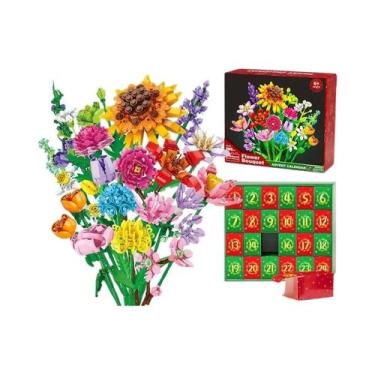 Imagem de Calendário Do Advento De Natal Com Blocos De Montar De Buquê De Flores